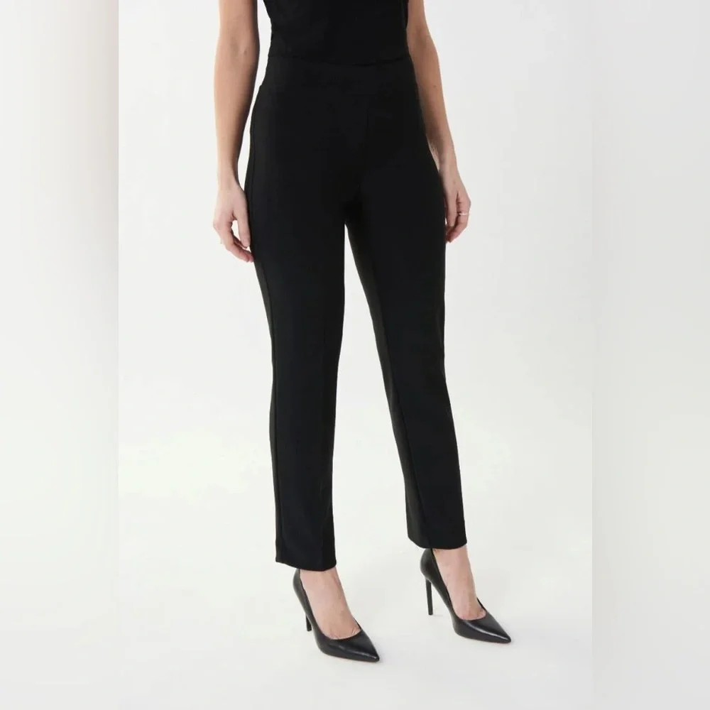 JOSEPH RIBKOFF Back Slit Classic Black Slim Fit Pull On Ankle Pants, size 12 - Picture 9 of 11